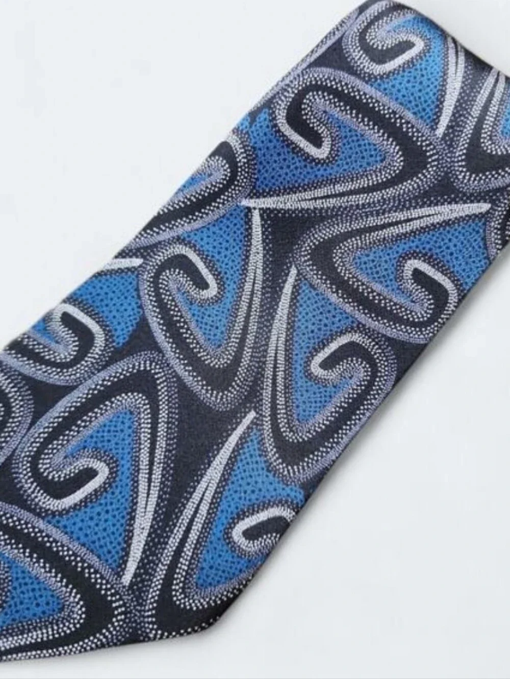 CARLO PALAZZI | Handmade Italian Silk Abstract Blue‎ Black Necktie